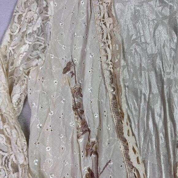 Cardigan Women 6 Cream Lace Mix Media Embroidered  Vintage Victorian - Picture 13 of 15